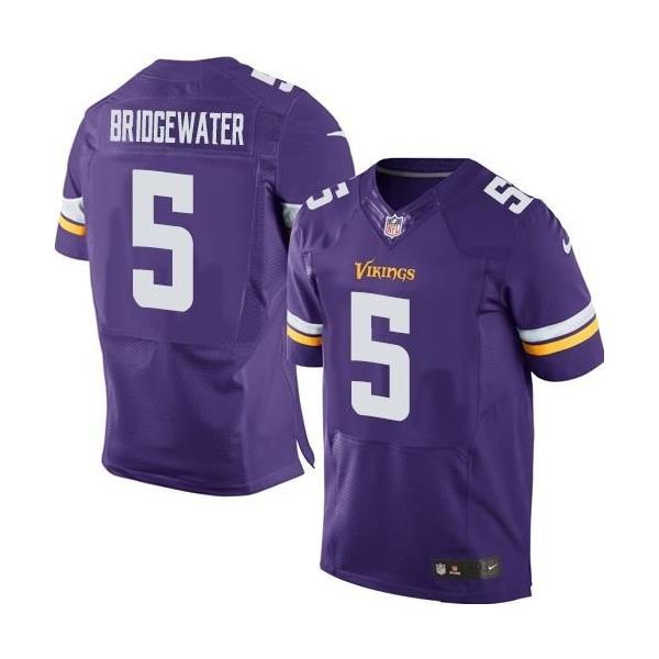 [Elite] Bridgewater Minnesota Football Team Jersey -Minnesota #5 Teddy Bridgewater Jersey (Purple, new)