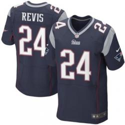 [Elite] Revis New England Football Team Jersey -New England #24 Darrelle Revis Jersey (Blue)