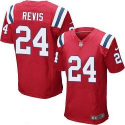 [Elite] Revis New England Football Team Jersey -New England #24 Darrelle Revis Jersey (Red)