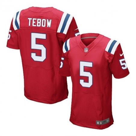 [Elite] Tebow New England Football Team Jersey -New England #5 Tim Tebow Jersey (Red)