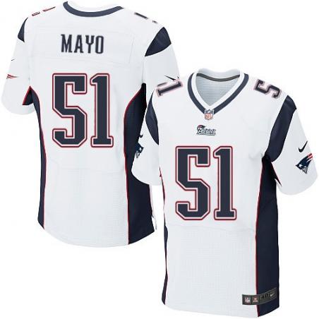 [Elite] Mayo New England Football Team Jersey -New England #51 Jerod Mayo Jersey (White)
