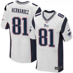 [Elite] Hernandez New England Football Team Jersey -New England #81 Aaron Hernandez Jersey (White)