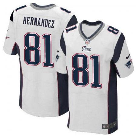 [Elite] Hernandez New England Football Team Jersey -New England #81 Aaron Hernandez Jersey (White)