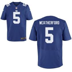 [Elite] Weatherford New York Football Team Jersey -New York #5 Steve Weatherford Jersey (Blue)