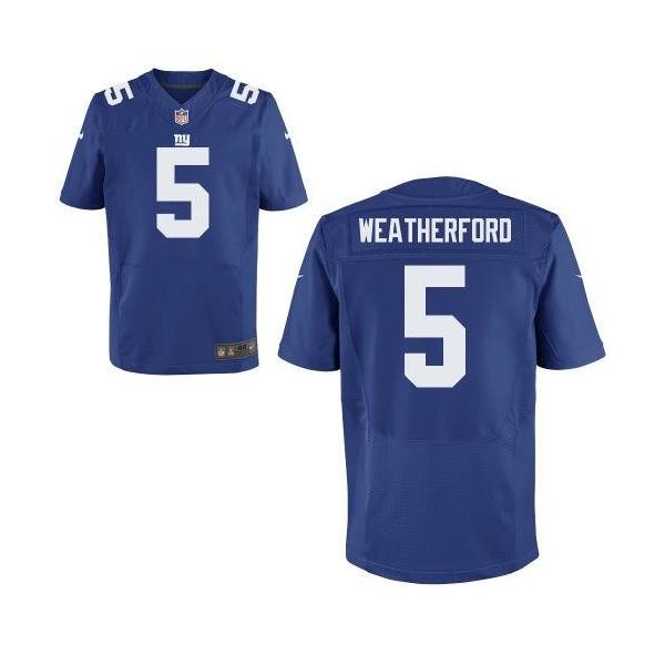 [Elite] Weatherford New York Football Team Jersey -New York #5 Steve Weatherford Jersey (Blue)