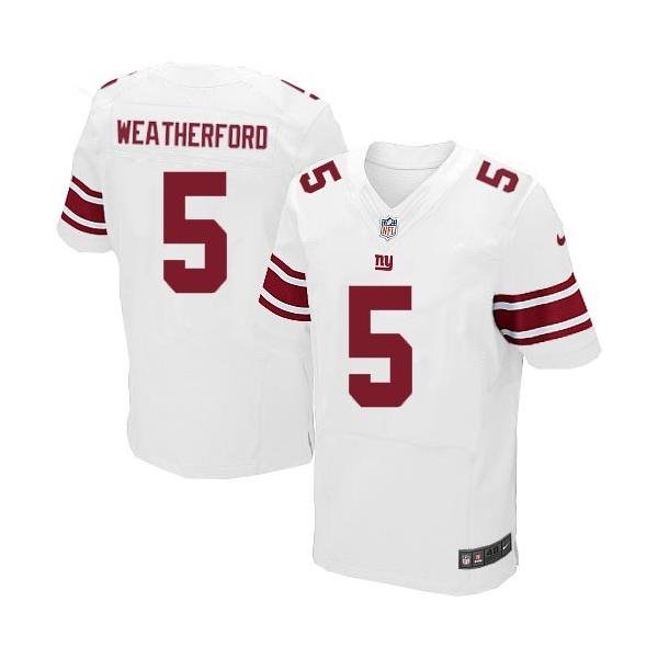 [Elite] Weatherford New York Football Team Jersey -New York #5 Steve Weatherford Jersey (White)