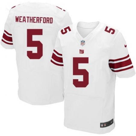 [Elite] Weatherford New York Football Team Jersey -New York #5 Steve Weatherford Jersey (White)