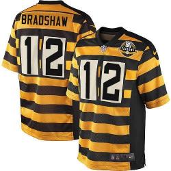 [Elite] Bradshaw Pittsburgh Football Team Jersey -Pittsburgh #12 Terry Bradshaw Jersey (Yellow 80 Seasons)