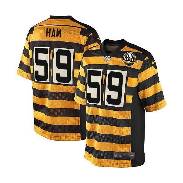 [Elite] Ham Pittsburgh Football Team Jersey -Pittsburgh #59 Jack Ham Jersey (Yellow 80 Seasons)