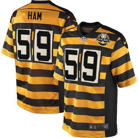 [Elite] Ham Pittsburgh Football Team Jersey -Pittsburgh #59 Jack Ham Jersey (Yellow 80 Seasons)