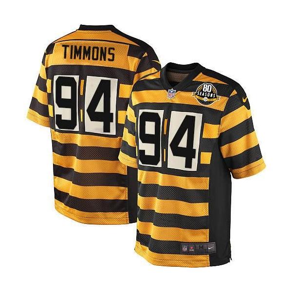 [Elite] Timmons Pittsburgh Football Team Jersey -Pittsburgh #94 Lawrence Timmons Jersey (Yellow 80 Seasons)