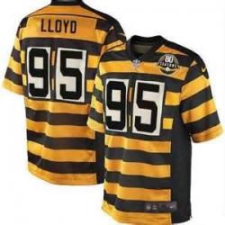 [Elite] Lloyd Pittsburgh Football Team Jersey -Pittsburgh #95 Greg Lloyd Jersey (Yellow 80 Seasons)