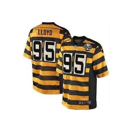 [Elite] Lloyd Pittsburgh Football Team Jersey -Pittsburgh #95 Greg Lloyd Jersey (Yellow 80 Seasons)