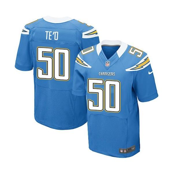 [Elite] TE'O San Diego Football Team Jersey -San Diego #50 Manti TE'O Jersey (Light Blue)