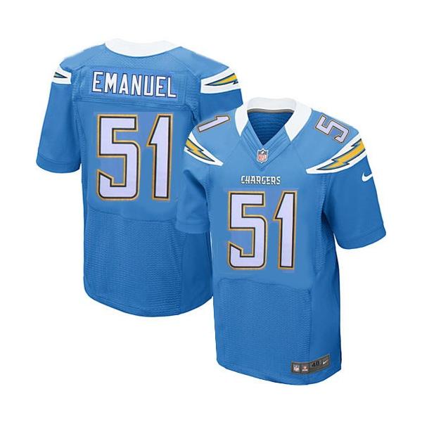 [Elite] Emanuel San Diego Football Team Jersey -San Diego #51 Kyle Emanuel Jersey (Light Blue)