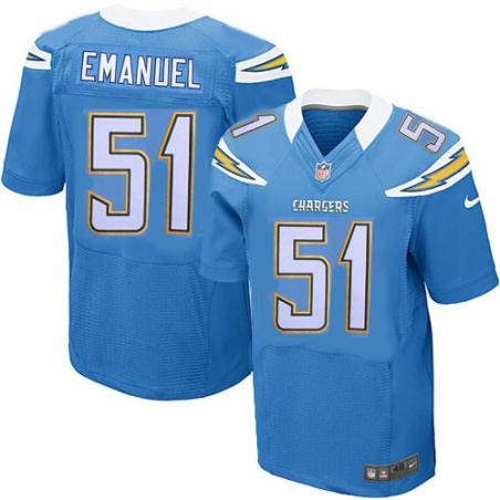 [Elite] Emanuel San Diego Football Team Jersey -San Diego #51 Kyle Emanuel Jersey (Light Blue)