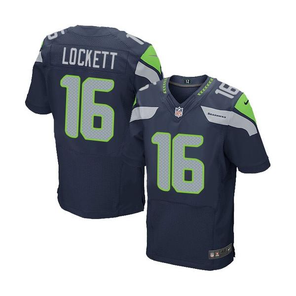 [Elite] Lockett Seattle Football Team Jersey -Seattle #16 Tyler Lockett Jersey (Blue)