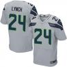 [Elite] Lynch Seattle Football Team Jersey -Seattle #24 Marshawn Lynch Jersey (Grey)