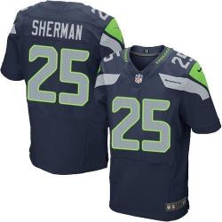 [Elite] Sherman Seattle Football Team Jersey -Seattle #25 Richard Sherman Jersey (Blue)