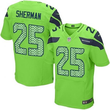 [Elite] Sherman Seattle Football Team Jersey -Seattle #25 Richard Sherman Jersey (Green)