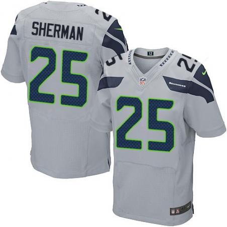 [Elite] Sherman Seattle Football Team Jersey -Seattle #25 Richard Sherman Jersey (Grey)