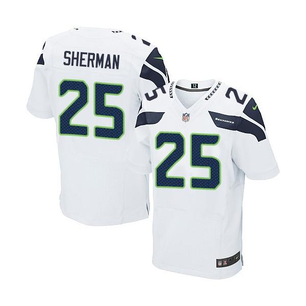 [Elite] Sherman Seattle Football Team Jersey -Seattle #25 Richard Sherman Jersey (White)