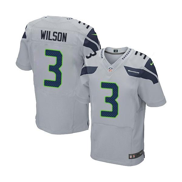 [Elite] Wilson Seattle Football Team Jersey -Seattle #3 Russell Wilson Jersey (Grey)