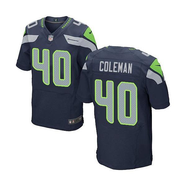 [Elite] Colerman Seattle Football Team Jersey -Seattle #40 Derrick Colerman Jersey (Blue)