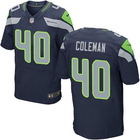 [Elite] Colerman Seattle Football Team Jersey -Seattle #40 Derrick Colerman Jersey (Blue)