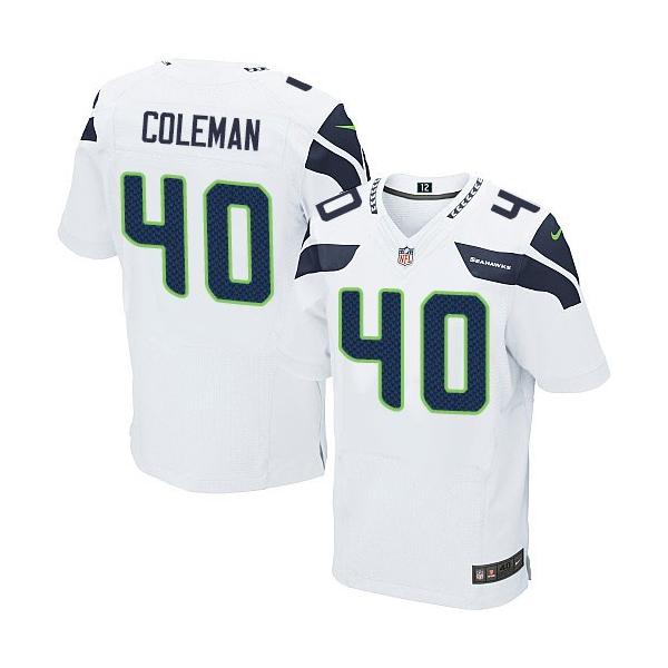 [Elite] Colerman Seattle Football Team Jersey -Seattle #40 Derrick Colerman Jersey (White)