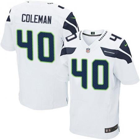 [Elite] Colerman Seattle Football Team Jersey -Seattle #40 Derrick Colerman Jersey (White)