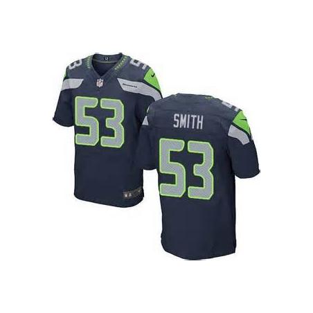 [Elite] Smith Seattle Football Team Jersey -Seattle #53 Malcolm Smith Jersey (Blue)