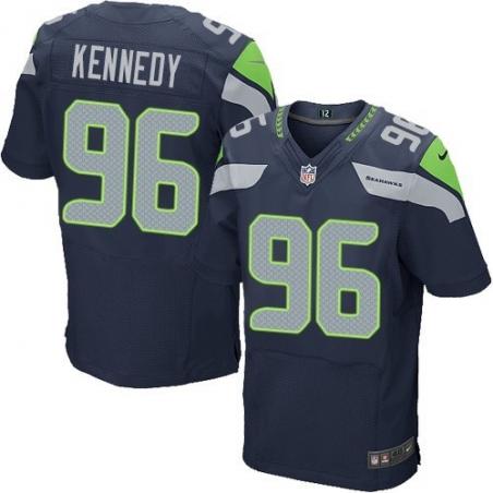 [Elite] Kennedy Seattle Football Team Jersey -Seattle #96 Cortez Kennedy Jersey (Blue)