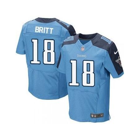 [Elite] Britt Tennessee Football Team Jersey -Tennessee #18 Kenny Britt Jersey (Light Blue)