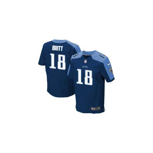 [Elite] Britt Tennessee Football Team Jersey -Tennessee #18 Kenny Britt Jersey (Navy Blue)