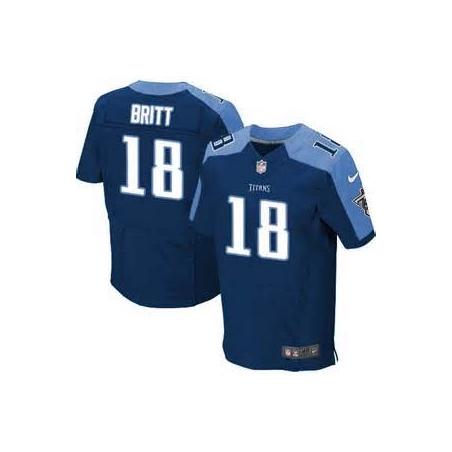 [Elite] Britt Tennessee Football Team Jersey -Tennessee #18 Kenny Britt Jersey (Navy Blue)