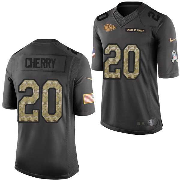 [Mens/Womens/Youth]Cherry Kansas City Football Team Jerseys -Kansas City #20 Deron Cherry Salute To Service Jersey