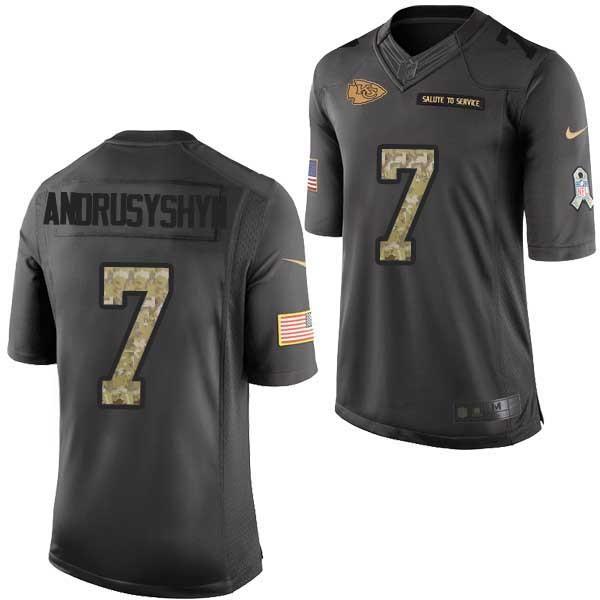 [Mens/Womens/Youth]Andrusyshyn Kansas City Football Team Jerseys -Kansas City #7 Zenon Andrusyshyn Salute To Service Jersey
