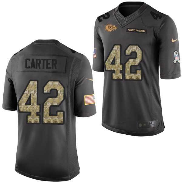 [Mens/Womens/Youth]Carter Kansas City Football Team Jerseys -Kansas City #42 M.L. Carter Salute To Service Jersey