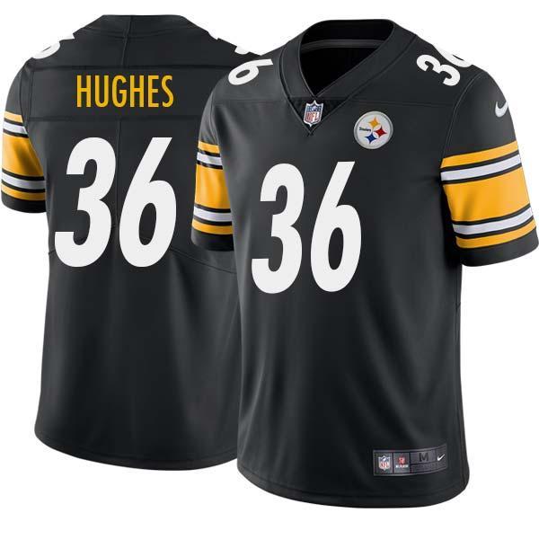 Black Mens Womens Youth David Hughes Steelers #36 Stitched American Football Jersey