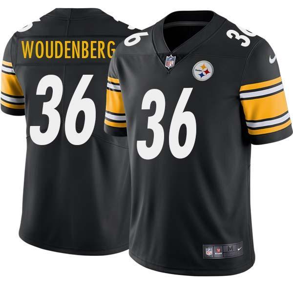 Black Mens Womens Youth John Woudenberg Steelers #36 Stitched American Football Jersey