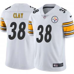 White Mens Womens Youth John Clay Steelers #38 Stitched American Football Jersey