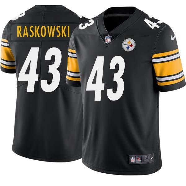 Black Mens Womens Youth Leo Raskowski Steelers #43 Stitched American Football Jersey