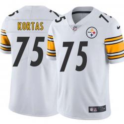 White Mens Womens Youth Ken Kortas Steelers #75 Stitched American Football Jersey
