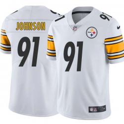 White Mens Womens Youth Brandon Johnson Steelers #91 Stitched American Football Jersey