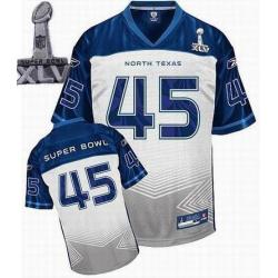 SUPER BOWL North Texas Football Jersey - 2011 Super Bowl XLV North Texas #45 Football Jersey(White)