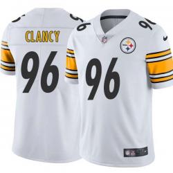 White Mens Womens Youth Kendrick Clancy Steelers #96 Stitched American Football Jersey
