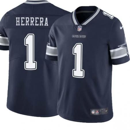 Navy Efren Herrera Cowboys #1 Stitched American Football Jersey Custom Sewn-on Patches Mens Womens Youth