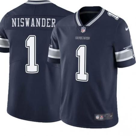 Navy Hunter Niswander Cowboys #1 Stitched American Football Jersey Custom Sewn-on Patches Mens Womens Youth