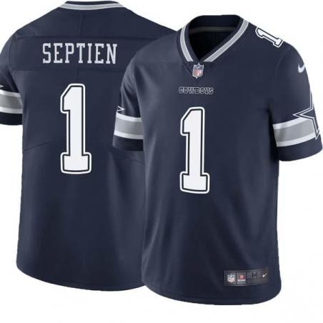 Navy Rafael Septien Cowboys #1 Stitched American Football Jersey Custom Sewn-on Patches Mens Womens Youth